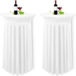 Lot de 2 blanche housse pour table haute nappe mange debout 80 x 110 cm blancher nappe jupe plissée extensible ... Lot de 2 blanche housse pour table haute nappe mange debout 80 x 110 cm blancher nappe jupe plissée extensible ...