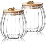 Lot de 2 bocaux de rangement hermtiques en verre pour th caf sucre - botes de rangement de cuisine ...