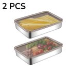 Lot de 2 bo�tes herm�tiques en inox 800 ml ? couvercle �tanche ? parfaites pour frigo lunch dumplings ...