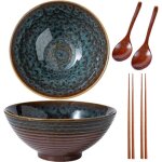 Lot de 2 bols � ramen de 1200 ml avec cuill�res � ramen baguettes bols en c�ramique pour p�tes queue ...