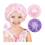 Lot de 2 bonnets de nuit en satin pour enfants bonnets de nuit �lastiques en satin � large bande (rose ...
