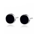 Lot de 2 boucles doreilles rondes noires plaques argent pour femmes et hommes cadeau simple et tendance ...