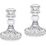 Lot de 2 bougeoirs d�coratifs en cristal bougeoir conique en verre transparent