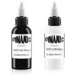 Lot de 2 bouteilles dencre de tatouage noire pure - encre de tatouage blanche claire pour tatouages humains ...