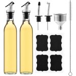 Lot de 2 bouteille huile 500 ml bouteille huile olive bec verseur distributeur huile avec entonnoir adapt ...