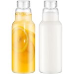 Lot de 2 bouteilles en verre transparent avec couvercles pour jus de fruits