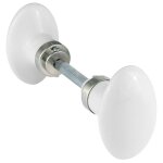 Bouton de porte uni porcelaine de limoges nickelé mat - lot de 2 - blanc - 7mm Bouton de porte uni porcelaine de limoges nickelé mat - lot de 2 - blanc - 7mm