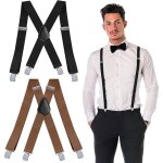 Lot de 2 bretelles homme extra solides avec 4 clips rsistants bretelles lastiques rglables pour homme ...