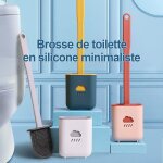 Lot de 2 brosses wc en silicone antibactrien support inclus schage rapide et facile  utiliser