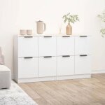 Lot de 2 buffets - bahut salon - meuble de rangement blanc 60x30x70 cm bois ding�nierie shl632851