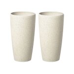 Lot de 2 cache - pots en pierre beige 23 x 23 x 43 cm abdera