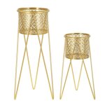 Lot de 2 cache - pots sur pied mara 46cm or