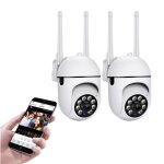 Lot de 2 camras exterieur sans fil 3mp wifi intrieure avec dtection humaine ai suivi intelligent sirne ...