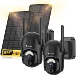Lot de 2 camera de surveillance ctronics sans fils ext�rieur solaire 360�ptz cam�ra sur batterie 2k vision ...