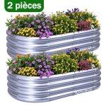 Lot de 2 carr� potager jardini�re sur�lev�e 120x60x29cm r�sistante pour l�gumes (jardin terrasse balcon) ...