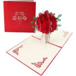 Lot de 2 cartes pop - up 3d carte pop - up 3d rose jpyh pour anniversaire de mariage