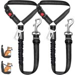 Lot de 2 ceintures de s�curit� pour chien - harnais de s�curit� �lastique r�glable pour voiture - laisse ...