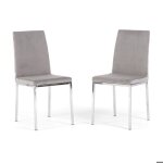 Chaises - alma - lot de 2 - velours - m�tal - gris clair / argent
