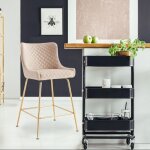 Menzzo lot de 2 chaises de bar bellamy velours beige pieds or