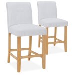 Lot de 2 chaises de bar en bois rosie velours c�tel� blanc - h65cm