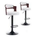 Lot de 2 chaises de bar bouclette wilson 90 - 110cm blanc & marron
