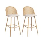 Lot de 2 chaises de bar cornell m�tal marron clair