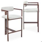 Lot de 2 chaises de bar design galilea mtal effet bois fonc et tissu beige