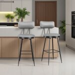 Lot de 2 chaises de bar design moderne si�ge en cuir pu cadre en m�tal gris fonc� pour bar cuisine restaurant ...