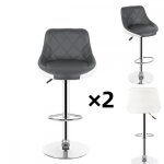 Lot de 2 chaises bar - mengda - tabouret de bar - avec dossier pied m�tallique - r�glage en hauteur - ...
