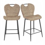 Lot 2 chaises bar microfibre taupe effet vieilli pieds m�tal ? willy 2 meubletmoi