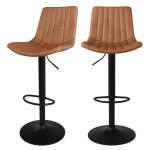 Lot de 2 chaises de bar r�glables 625 / 83 cm camel en cuir synth�tique - killi - rendez - vous d�co
