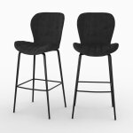Lot de 2 chaises de bar en velours noir 75 cm - mazzia - rendez - vous d�co