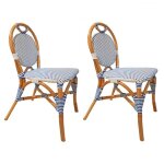 Lot 2 chaises bistrot en rotin naturel cannage bleu et blanc - pigalle meubletmoi Lot 2 chaises bistrot en rotin naturel cannage bleu et blanc - pigalle meubletmoi