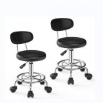 Lot de 2 chaises de bureau - tabourets roulants modernes en cuir pu - tabourets de bar  dossier bas ...