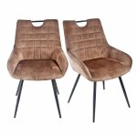 Lot 2 chaises capitonnes velours taupe pieds mtal noir ? brandy 2 meubletmoi