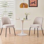 Lot de 2 chaises confortables avec dossier haut de 38 cm - tissu coton / lin beige - assise basse 51 ...