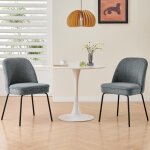 Lot de 2 chaises confortables avec dossier haut de 38 cm - tissu coton / lin gris - assise basse 51 cm ...