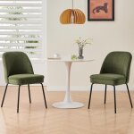 Lot de 2 chaises confortables avec dossier haut de 38 cm - tissu coton / lin vert - assise basse 51 cm ...
