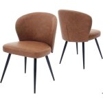Lot de 2 chaise de cuisine - fauteuils de salle  manger industriels sans accoudoirs en pu - marron