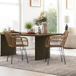 Lot de 2 chaises de cuisine style boh�me rotin synth�tique 56 x 60 x 79 cm naturel et noir