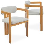 Lot de 2 chaises design galilea métal effet bois clair et tissu beige Lot de 2 chaises design galilea métal effet bois clair et tissu beige