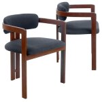 Lot de 2 chaises design galilea métal effet bois foncé et tissu anthracite Lot de 2 chaises design galilea métal effet bois foncé et tissu anthracite