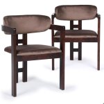 Menzzo lot de 2 chaises design oregon bois fonc� et velours marron - chaises salle � manger