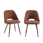 Lot de 2 chaises elisabeth tissu terracotta pieds effet chêne Lot de 2 chaises elisabeth tissu terracotta pieds effet chêne