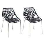 Lot de 2 chaises empilables noires avec pieds m�tal chrom� - timber meubletmoi