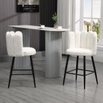 Lot de 2 chaises hautes tabourets de bar avec repose - pieds acier tissu effet laine boucl�e hauteur ...