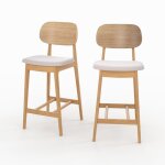 Lot de 2 chaises pour �lot central 66 cm en bois clair et tissu beige - charlize - rendez - vous d�co ...