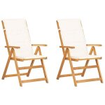Lot de 2 chaises inclinables de jardin - fauteuils de jardin - chaise dextrieur bois solide dacacia ...