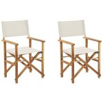Lot de 2 chaises de jardin bois clair et blanc cass� cine