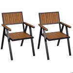 Chaise de jardin - non spcifi - lot de 2 - aluminium - aspect bois - rsistante aux intempries
